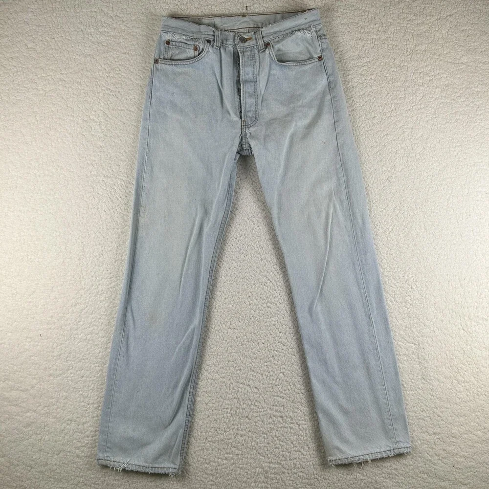 VTG Levis 501 Jeans Mens 30x31 Light Wash Straight Button Fly USA 90s Grunge